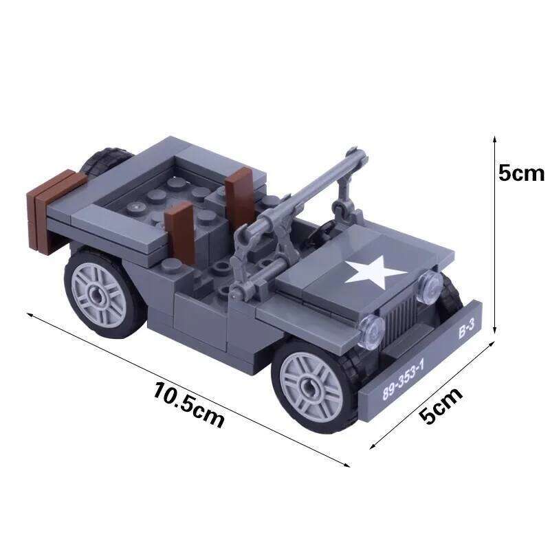 WWII US LCM3 Landing craft Carrying Jeep MOC Building Blocks Children's Military Model Assembly Toy Birthday Gift C260306
