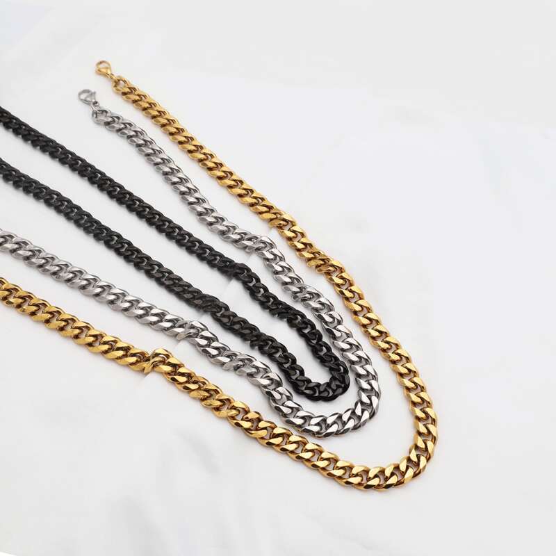 European and American ins-style trendy hip-hop 316L eco-friendly high-quality simple versatile thick chain titanium steel necklace