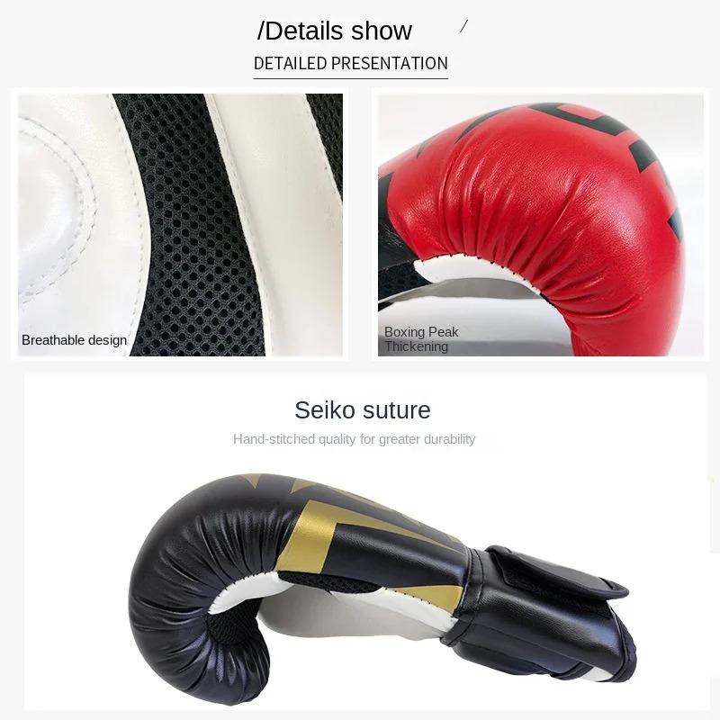 PU Leather Breathable Boxing Gloves 6oz10oz12oz16oz Kids Adult Professional Taekwondo Muay Thai Sanda Training 260228