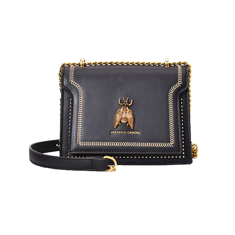 Autumn Winter Bag Crossbody Bag Women High-end Light Luxury Vintage Bee Shoulder Bag Chain Small Square Designer Bag Bag Color-blocking Luxury Bag Com