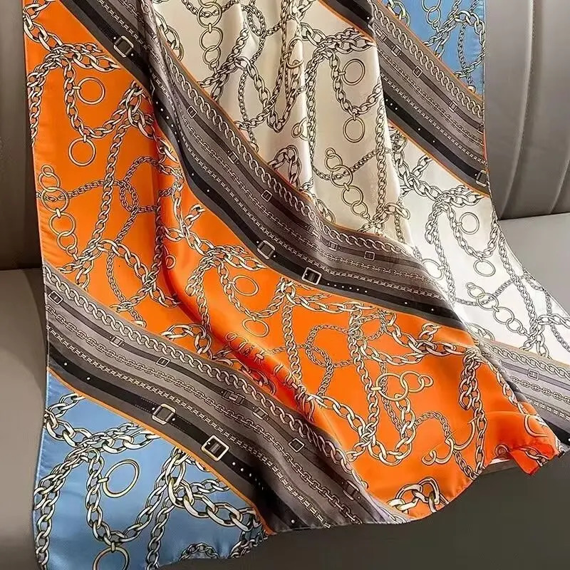 1 pcs 90x180cm silk satin scarf artistic style retro plant and floral print shawl elegant and light gift for mom 260302