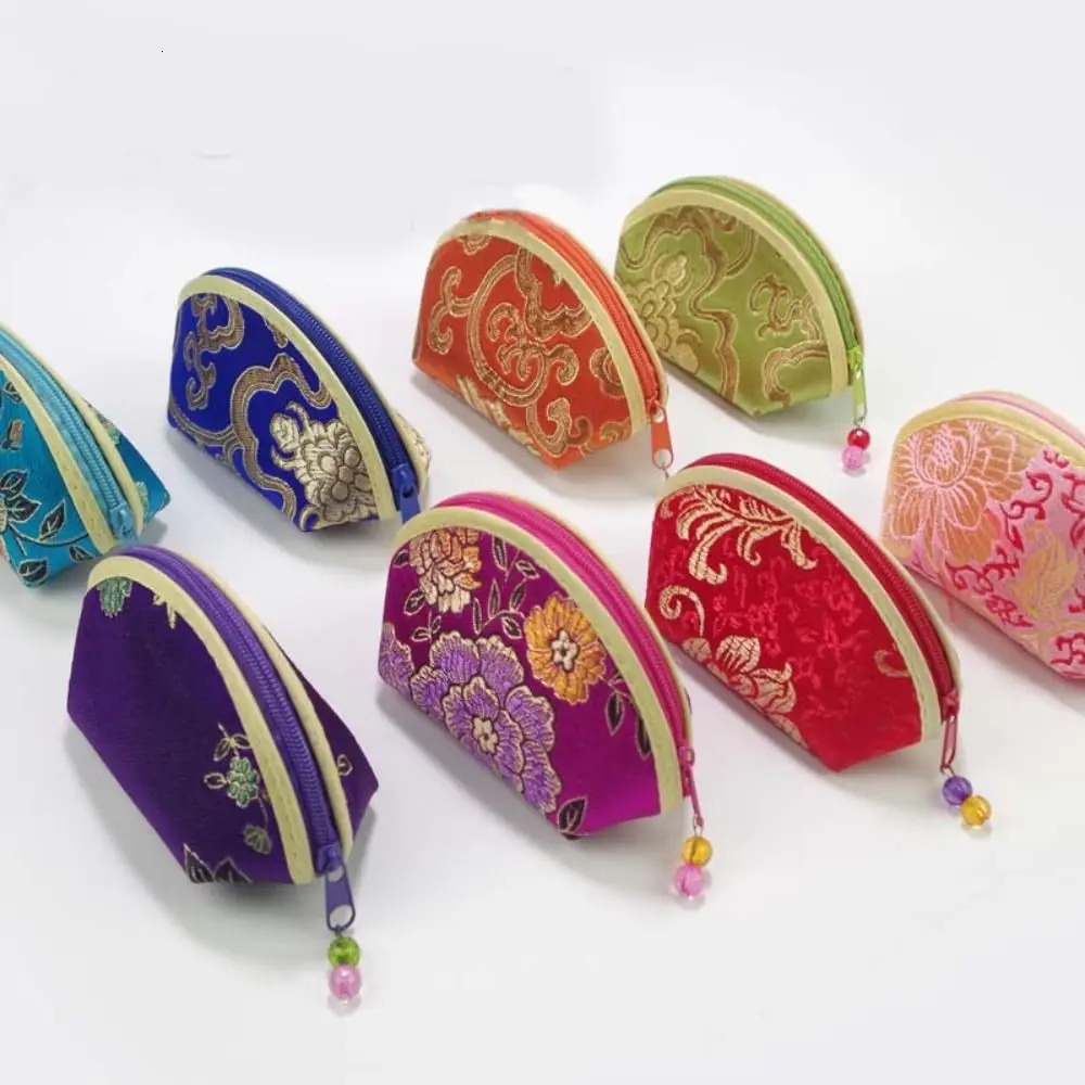 Gift Silk Fabric Chinese Style Purse Exquisite Zipper Coin Bag Candy Women 260307
