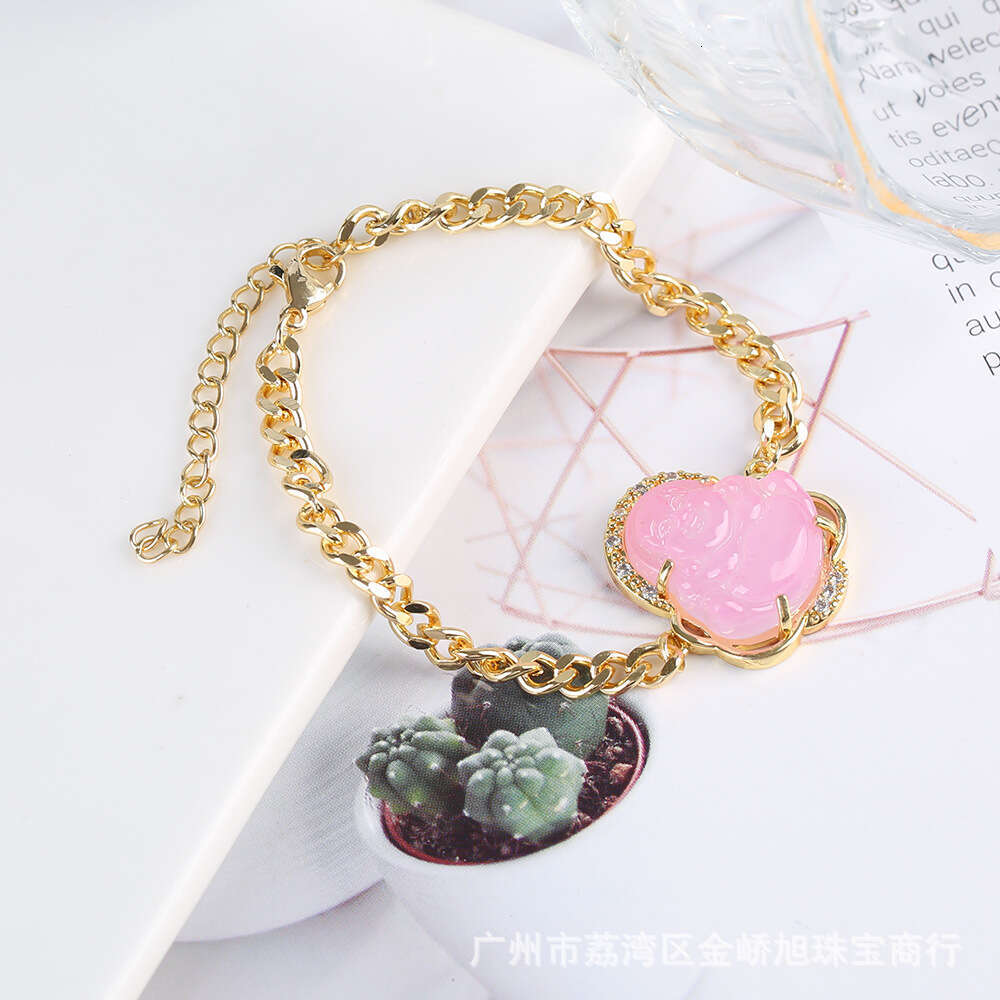 Stainless Steel Religious Maitreya Buddha Bracelet, Best-Selling in Europe America, High-Quality Personalized Cuban Chain for Men and Women, Wholesale