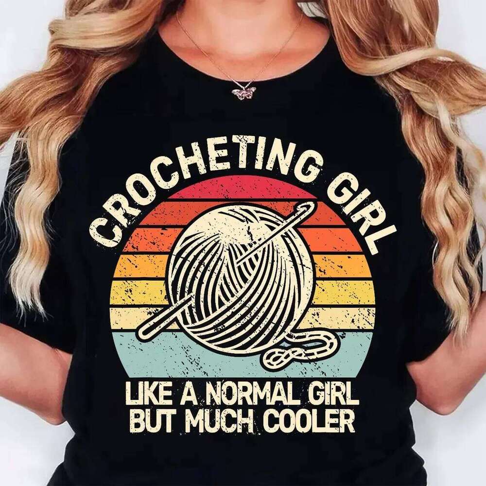 Funny Crochet Knitting Quotes Street Harajuku Round Neck T-shirt Women's Clothing XJ260306 XJ260306