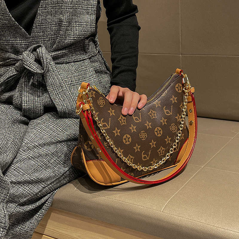 Designer Crossbody Dumpling Bag for Women New Luxury Printed Baguette Bag Casual Large Capacity Shoulder Bag Luxury Underarm Bag