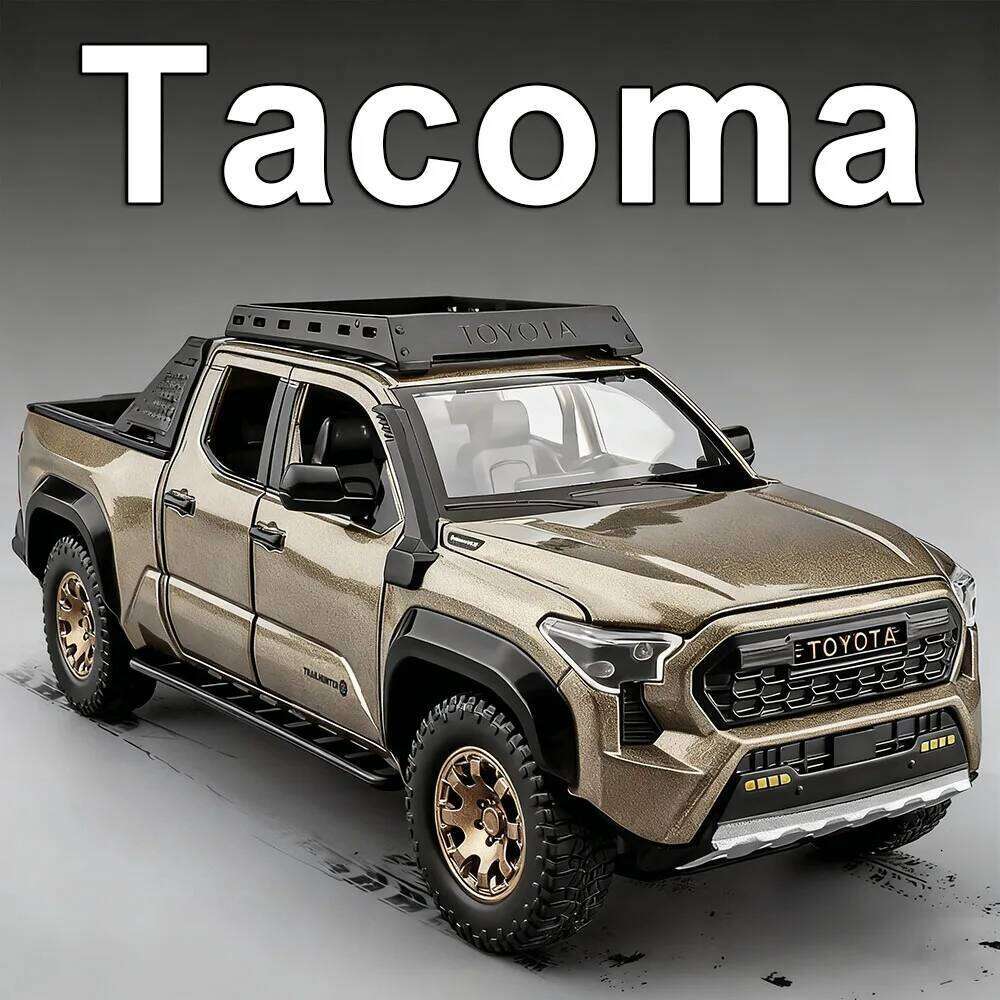 1:24 Alloy Tacoma Tundra Miniature Toys Diecast Models Car Shock Absorption Sound Light Pull Back Vehices Collecting Hobby Gifts Z260306