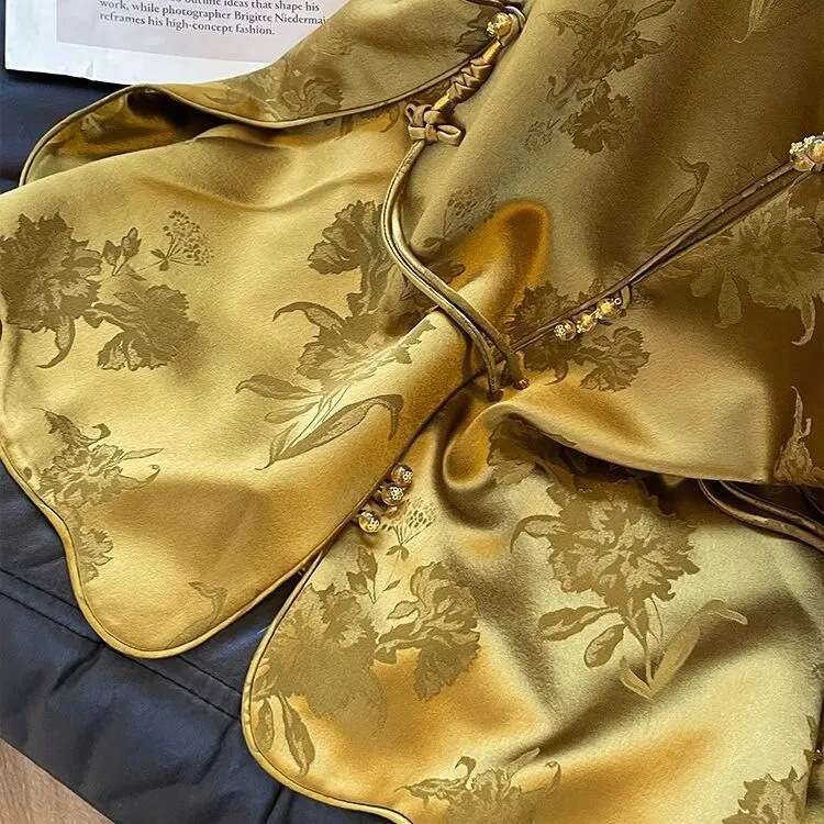 Mardi Hefxessdr New Chinese-style high-end jacquard for women 2025 new model gold High-end retro sleeveless vest top