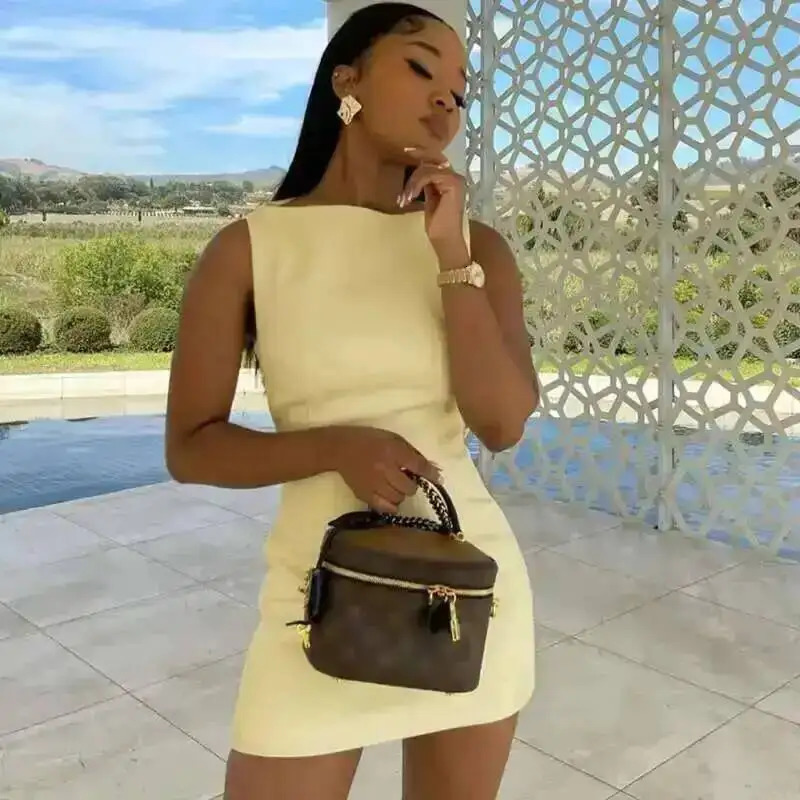Avrilyaan Double Layer Woven Short Slim Sexy Dress Women Elegant Party Dress Sleeveless Bodycon Mini Summer Dress Vestidos 260306