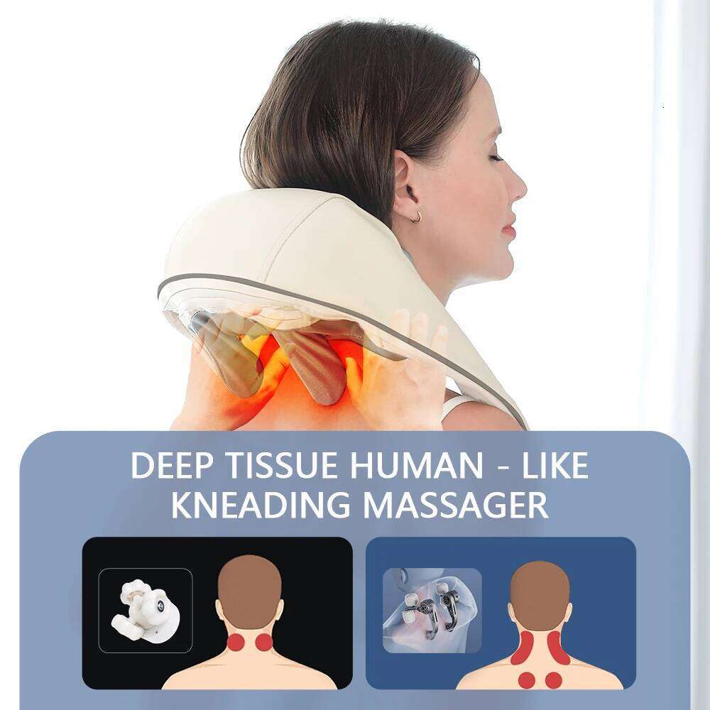 2026Bionic Finger Shoulder Massager Wireless Cervical Trapezius Kneading Massage Shawl Brushless Motor Neck Masajeador 26Y0307