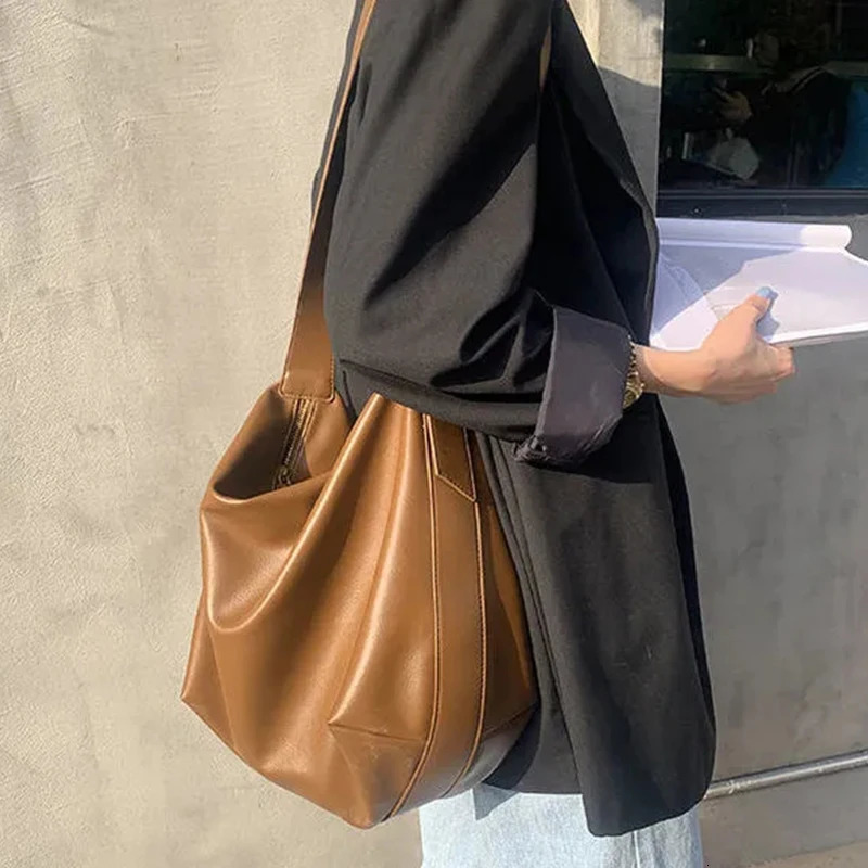 Vintage Pillow PU Leather Boston Handbag For Women Casual Large Capacity Shoulder Crossbody Bags Fashion Shopper Totes 260306
