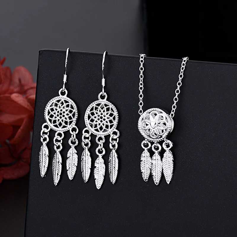 designer 925 sterling Silver y2k Dreamcatcher necklace earrings for woman Fashion Jewelry sets Couple gifts H260307 - view 4