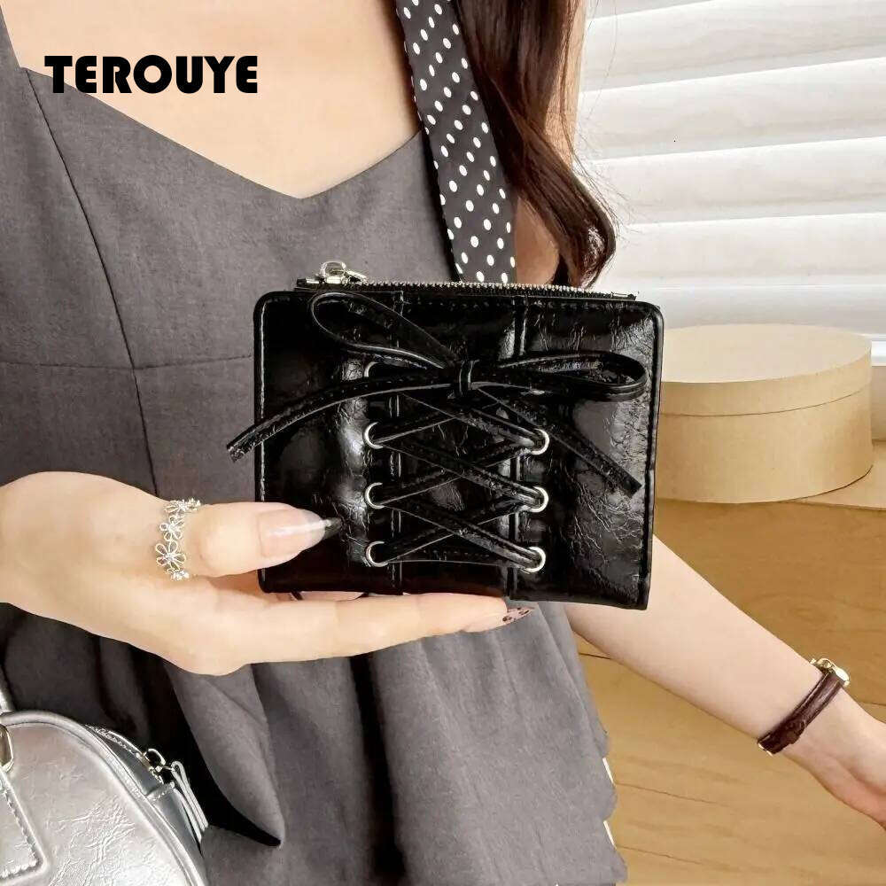 Portable Korean Style Bow Wallet Purse Ultra Thin Card Bag Multi Slot Zipper Coin Pouch Women TEROUYE
