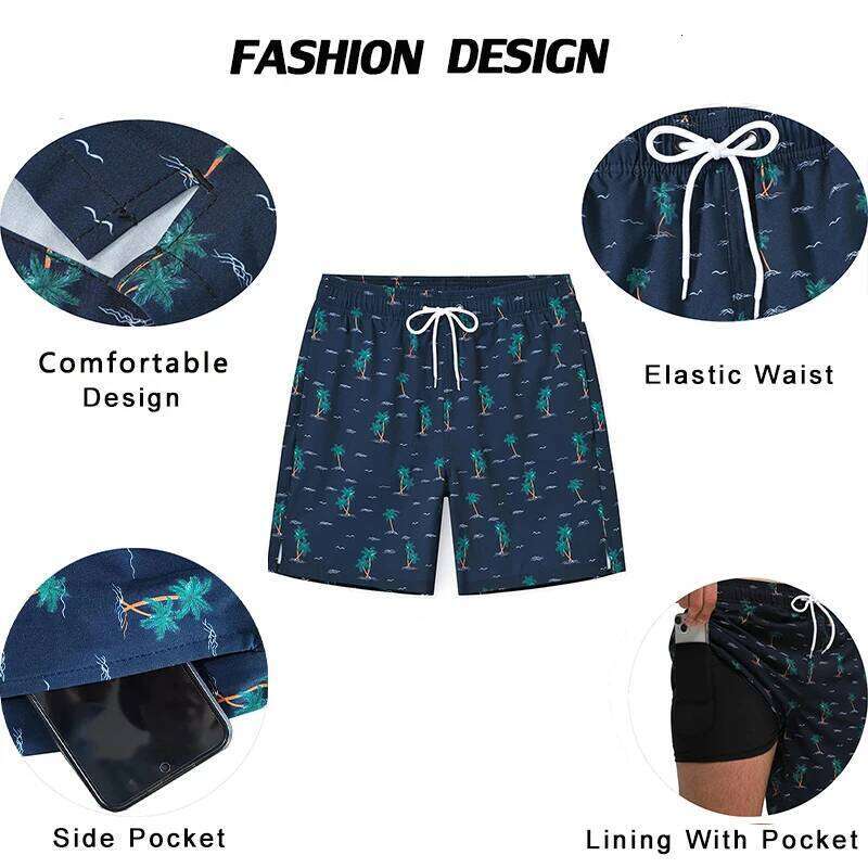 ESCATCH Summer 2026 New Fashion Polyester Swimming Shorts Men Gym Board Quickly Dry Elastic Waist Traje De Bano Beach Pants Outdoor Equipment