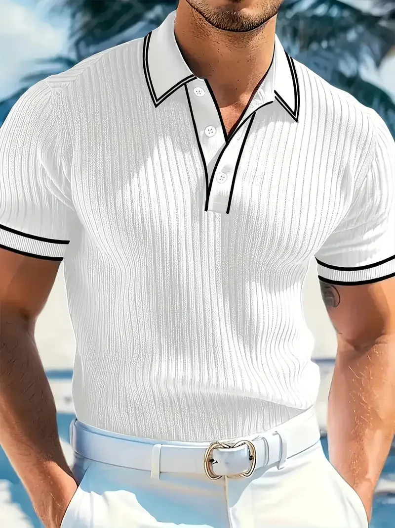 Mens Polo Shortsleeved Shirt Solid Color For Men Business Casual And Trendy Summer 260302