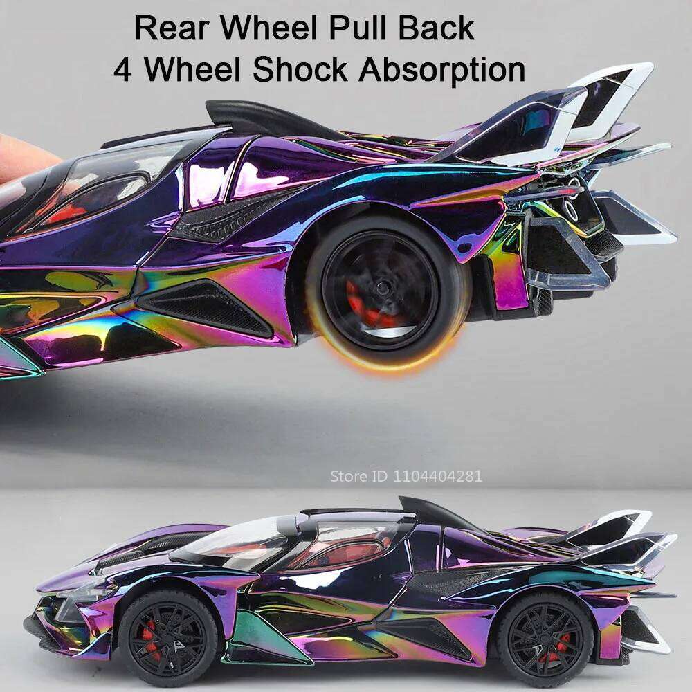 1:24 Apollo EVO Lambor Revuelto Alloy Diecast Sports Car Model Toy Doors Opened Sound Light Pull Back Cars Perfect Birthday Gift Z260307