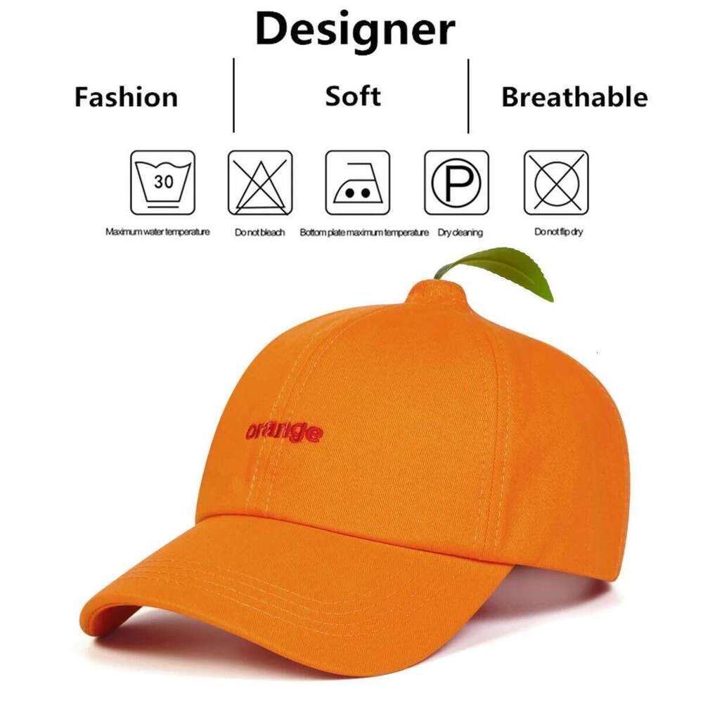Unisex Orange Letter Embroidery Baseball Caps Spring Autumn Outdoor Adjustable Casual Hats Sunscreen Hat Sports Cap Y260304