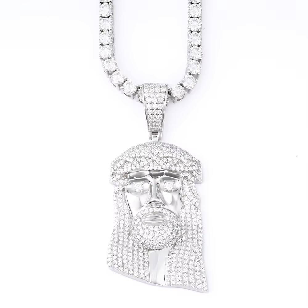 Hip Hop Jesus Pendant Necklace Cuban China 925 Sterling Silver Gold Plated Iced Out Mossanite Pendant for Men
