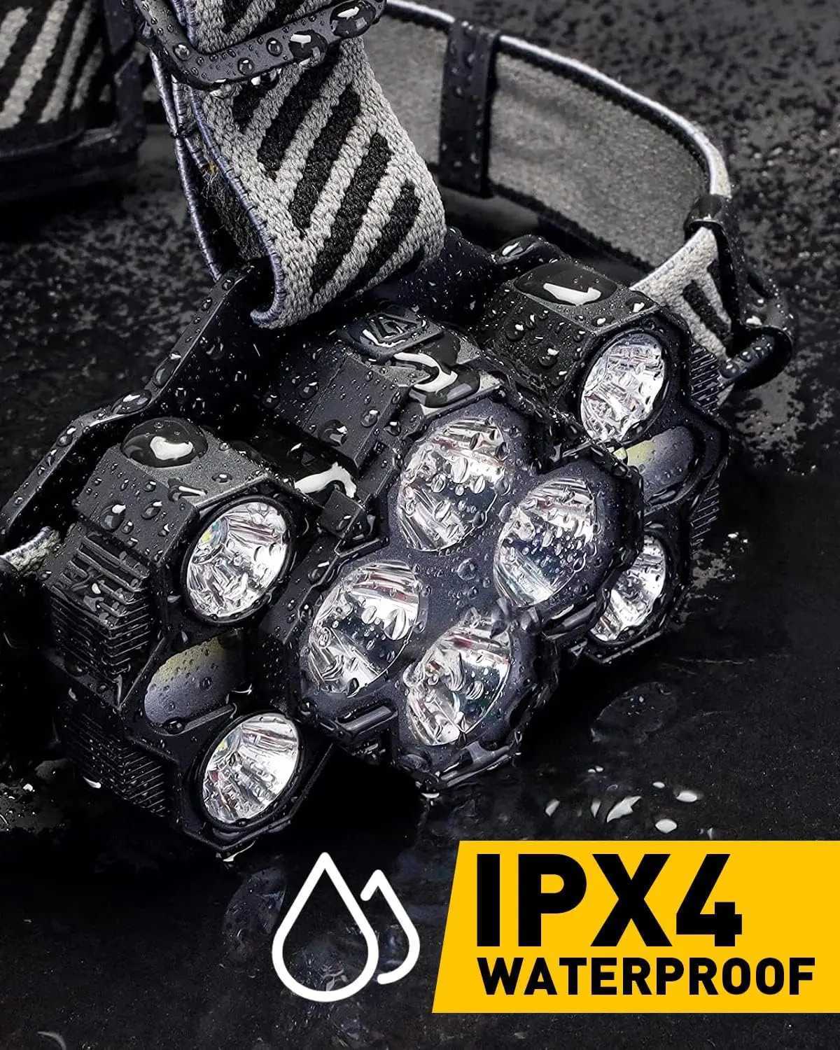 Rechargeable 10 LED Headlamp Flashlight with White Red Lights Head Lamp Light Outdoor Camping Cycling Running Fishing Headlight H260307