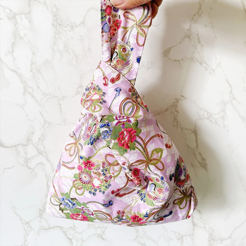 Japanese Style Wrist Bag Knot Pouch Portable Purse Chinese Handbag Key Phone Small Tote Cheongsam Accessories 260307