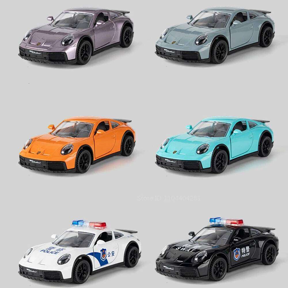 1:32 911 DaKar Alloy Sports Car Model Diecast Toy Ornament Doors Opened Sound Light Pull Back Miniature Models Toddler Kids Gift Z260306