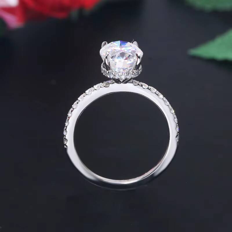Yingma Trendy Engagement Rings with GRA Certificate 2ct Oval Gold Solitaire Moissanite Ring Hidden halo