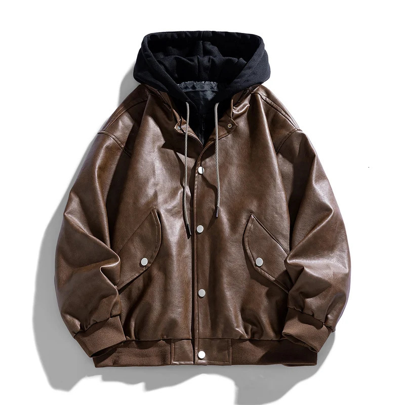 Autumn Mens Leather Jacket Fashion Casual Handsome Leather Jacket Trend Comfortable Loose High-quality Leather Jacket 260306