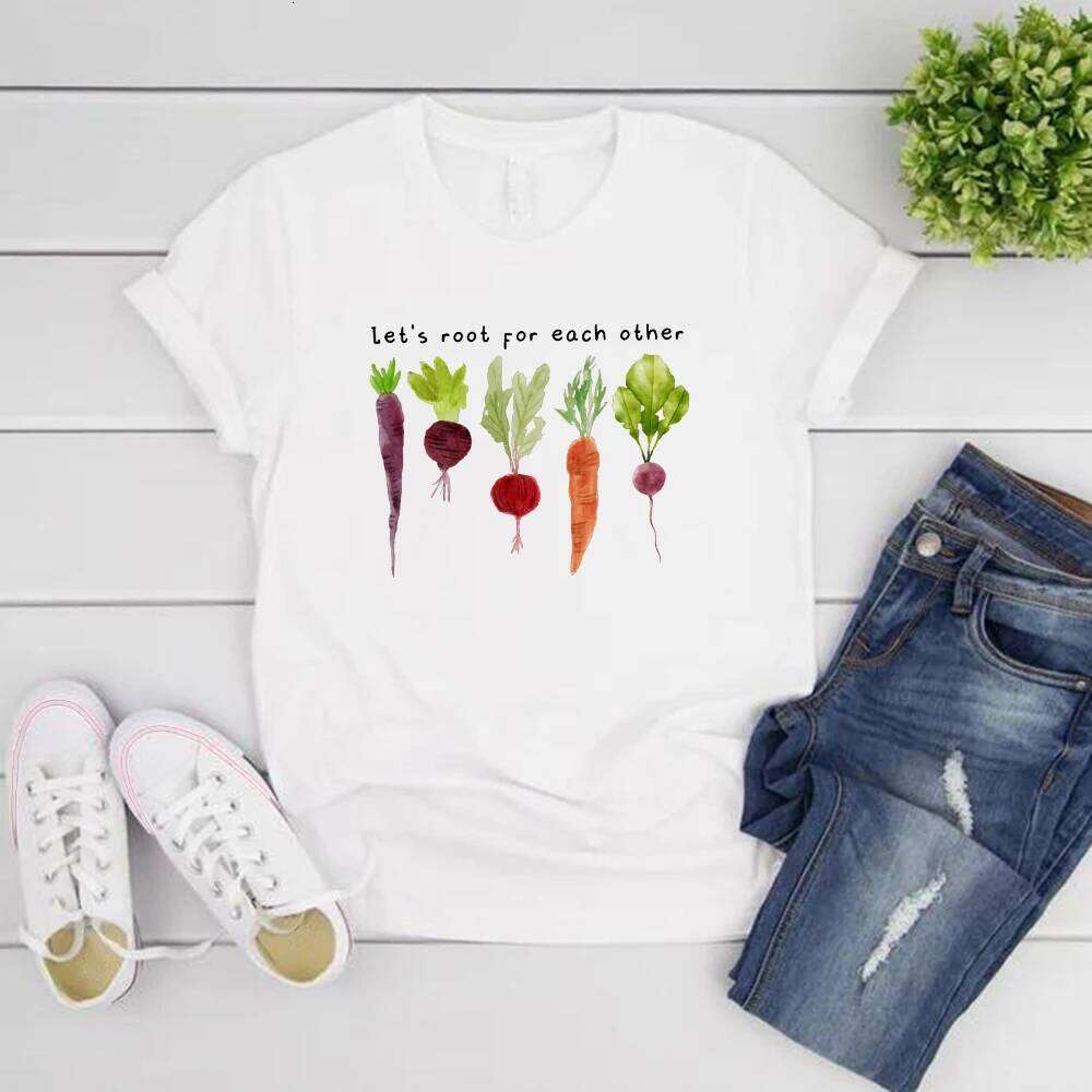 Lets Roots for Each Other Vegetable T-Shirt Uplifting T Shirt Unisex Short Sleeve Tshirt Vintage Gardening Tee Retro Women Tops XJ260306