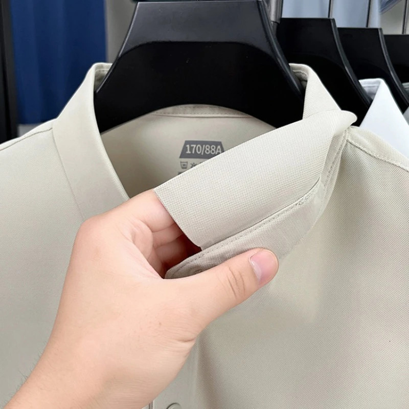 Mens Seamless Polo Shirt - Breathable Nylon-Spandex Blend Reinforced Collar Matching Buttons 12 Colors M-4XL 260304