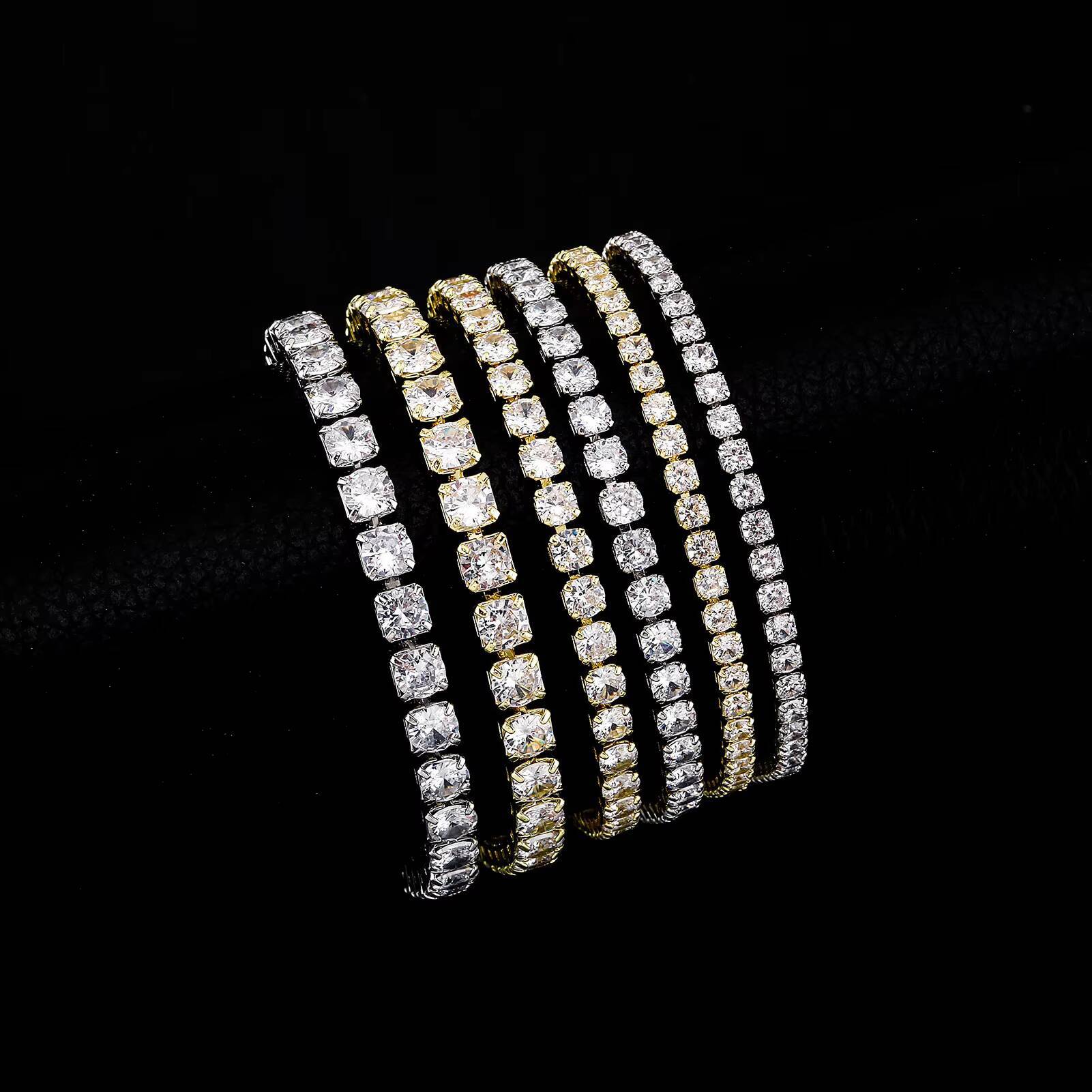 Hip Hop Jewelry Mens 6mm-20mm 14K 18K Gold Plated 925 Sterling Silver VVS Moissanite Diamond Iced Out Cuban Link Chain Bracelet