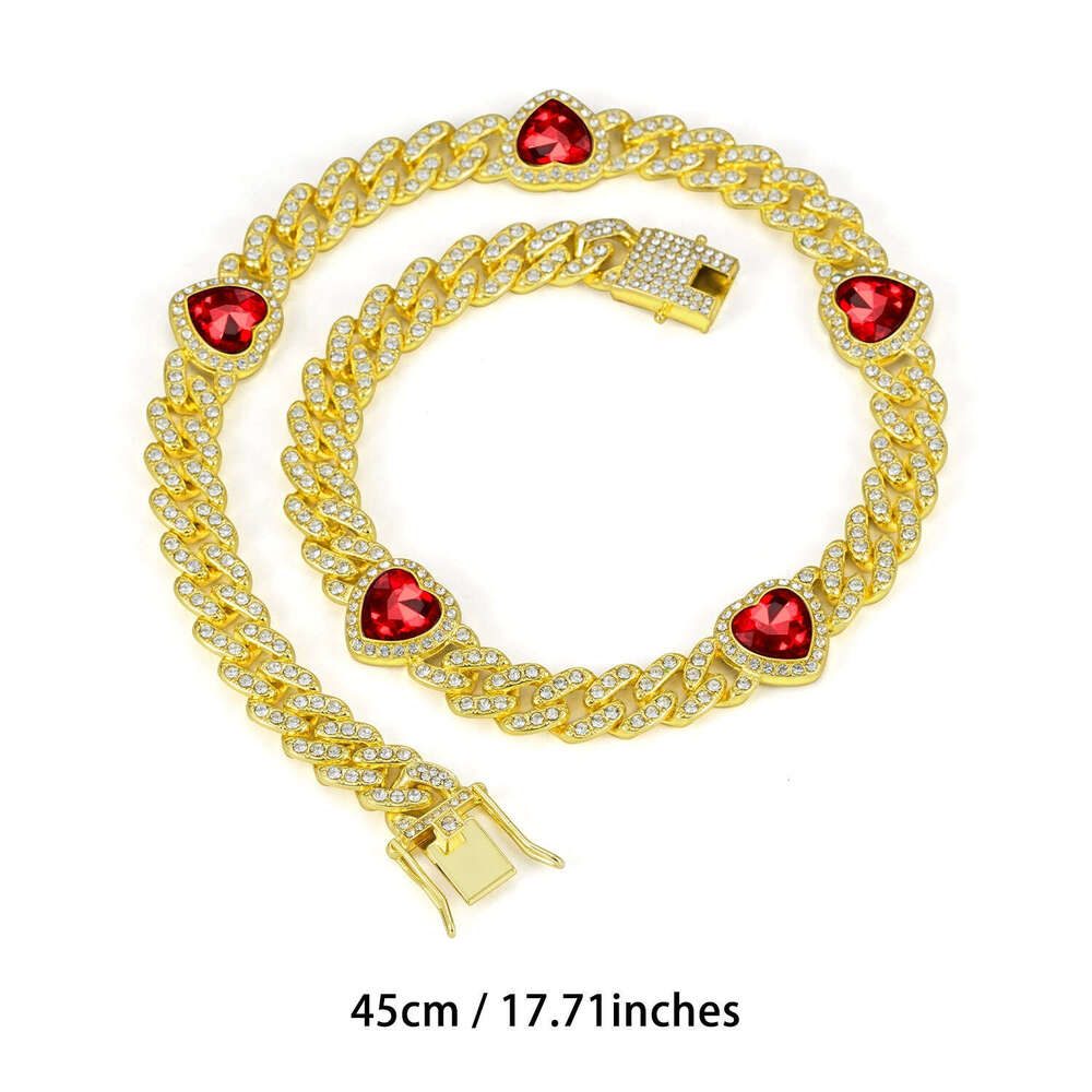 European American trendy Cuban chain full of diamonds, cool diamond-shaped high-quality zinc alloy necklace, hip-hop necklace for men and women, whole