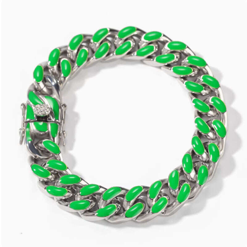 New European American hip-hop stainless steel colorful oil-drip necklaces, high-quality fashion trendy bracelets for men and women