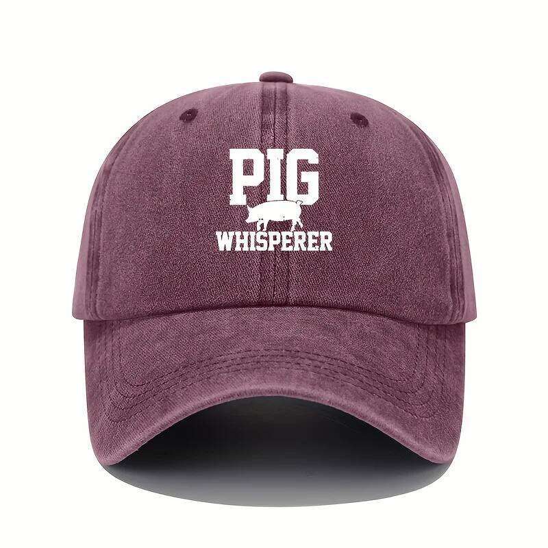 Pig print baseball retro lightweight washed cap adjustable men's and women's sun protection hats Y260304