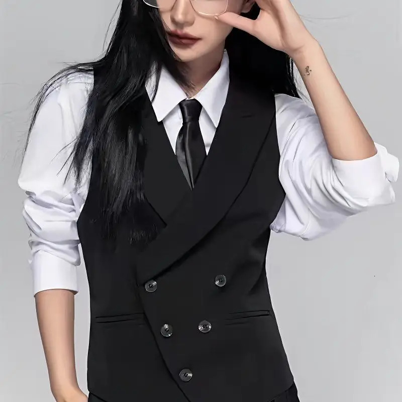 Womens Casual Suits Vest With A Lapel Collar Business British Style Highend Sense Gun Slim Waistcoat 260306
