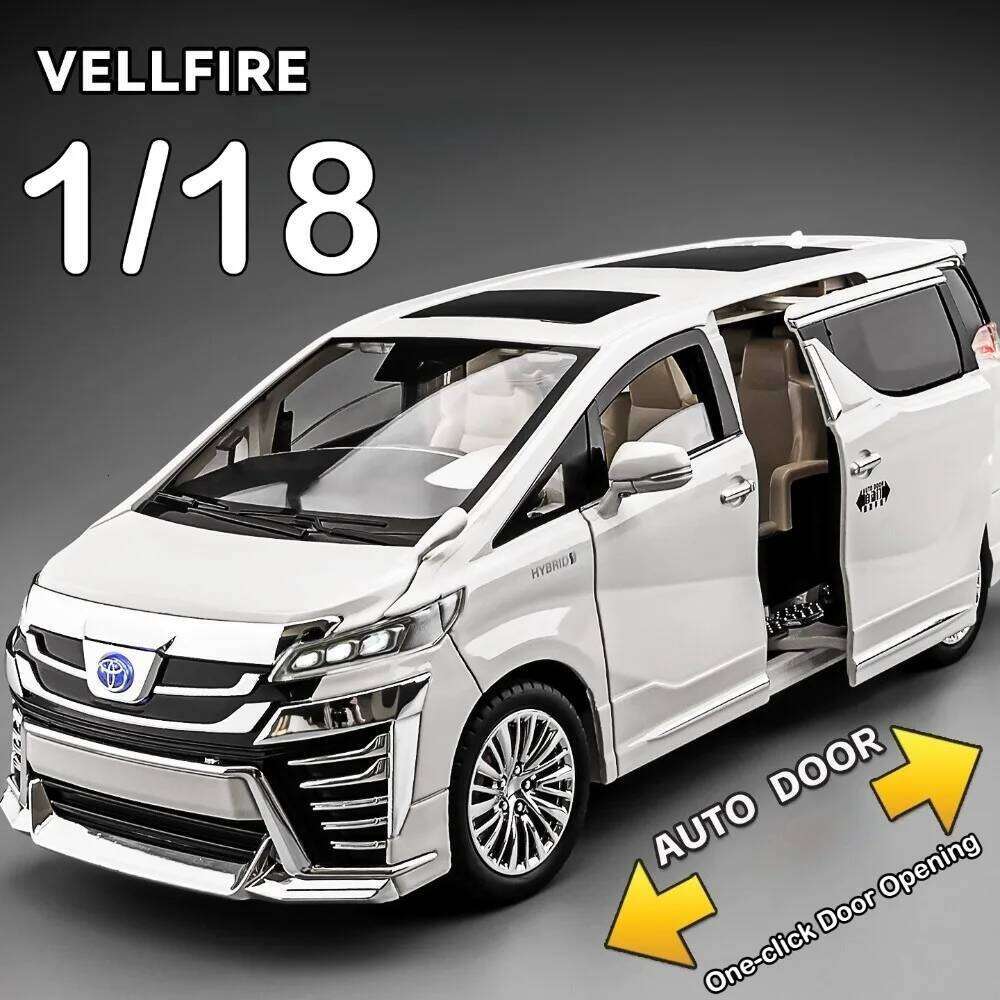 1:18 Vellfire LM300 Alloy MPV Model Diecast Car Toys Sound Light Pull Back Doors Opened Miniature Vehices Christmas Gift for Boy Z260306