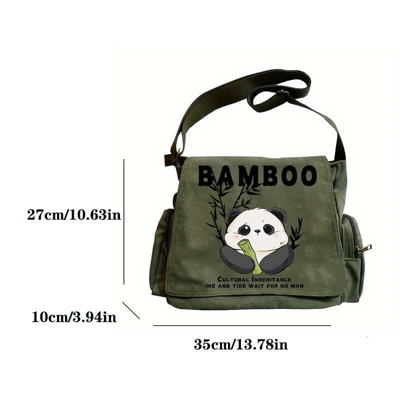 Womens Crossbody Bag Chinese Style Panda Bamboo Shoulder Large Capacity Fashion Retro Printing 260307