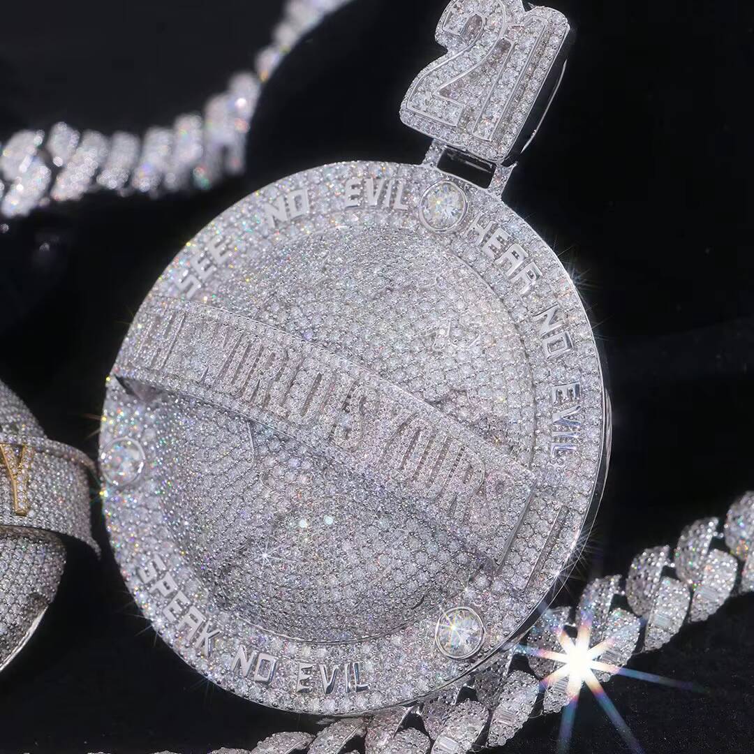 Hip Hop Jewelry Mens Iced Out Custom Letter Pendant 925 Sterling Silver VVS Moissanite Diamond Number Name Initial Necklace