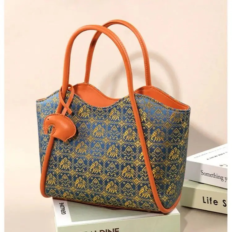 Original n Womens Handbag SoftPatterned Spacious Capacity Durable ChineseStyle Tote Bag 260307