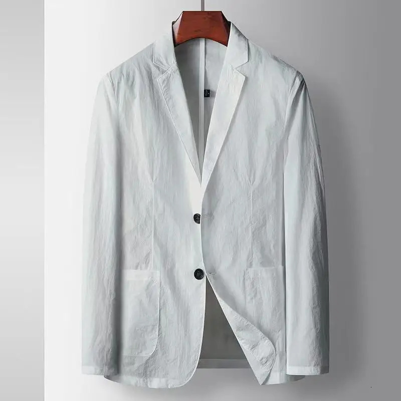 SpringSummer Mens Light Business Leisure Suit Coat Solid Color Thin Ice Silk Cool Sunscreen Suit Coat 260306