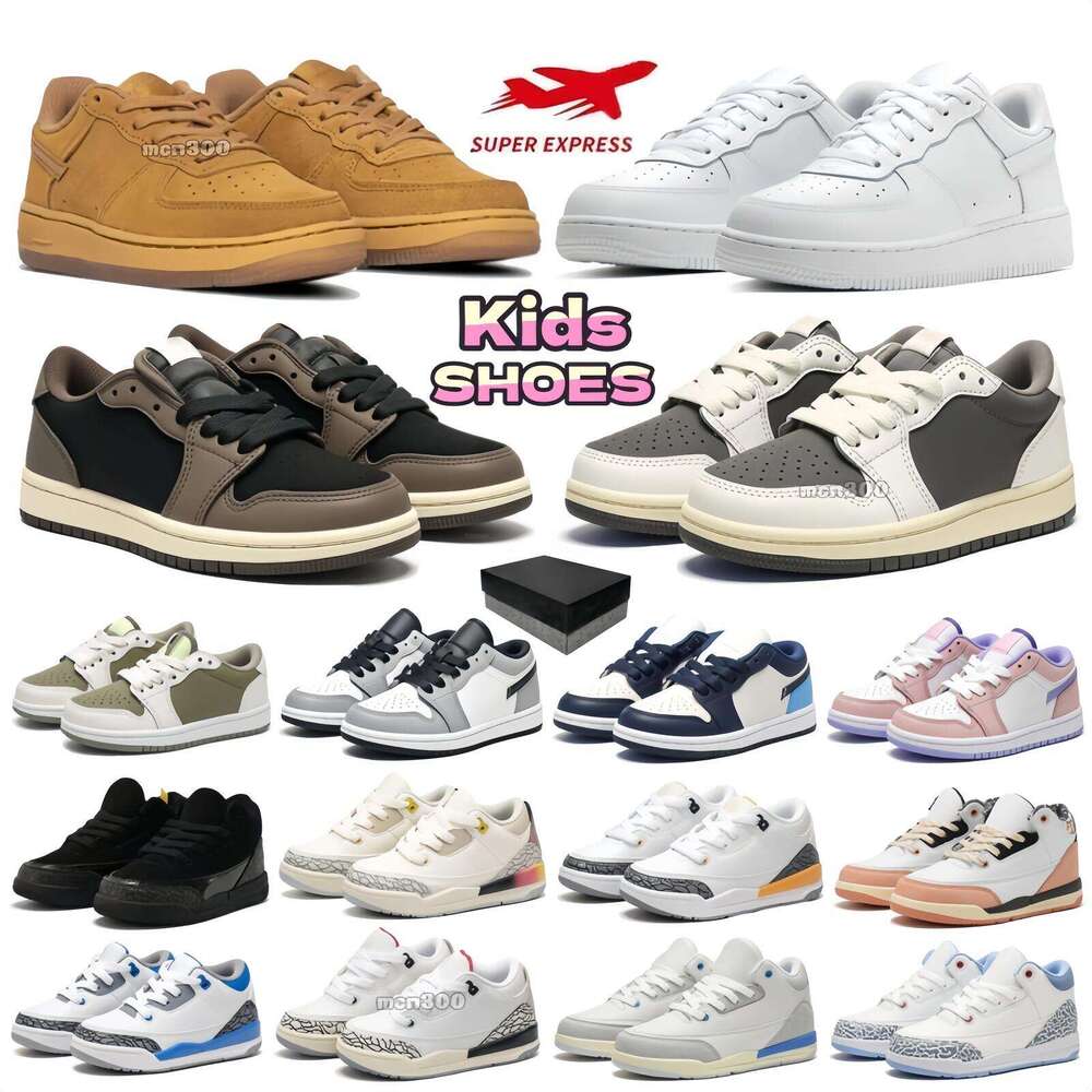 Kids Designer Shoes Basketball Shoes 1 3 Toddlers Kids Shoes Boy Girl Kid Sneakers Baby Toddler Kids Trainers Children Footwear White Black Cat With Box 22-37