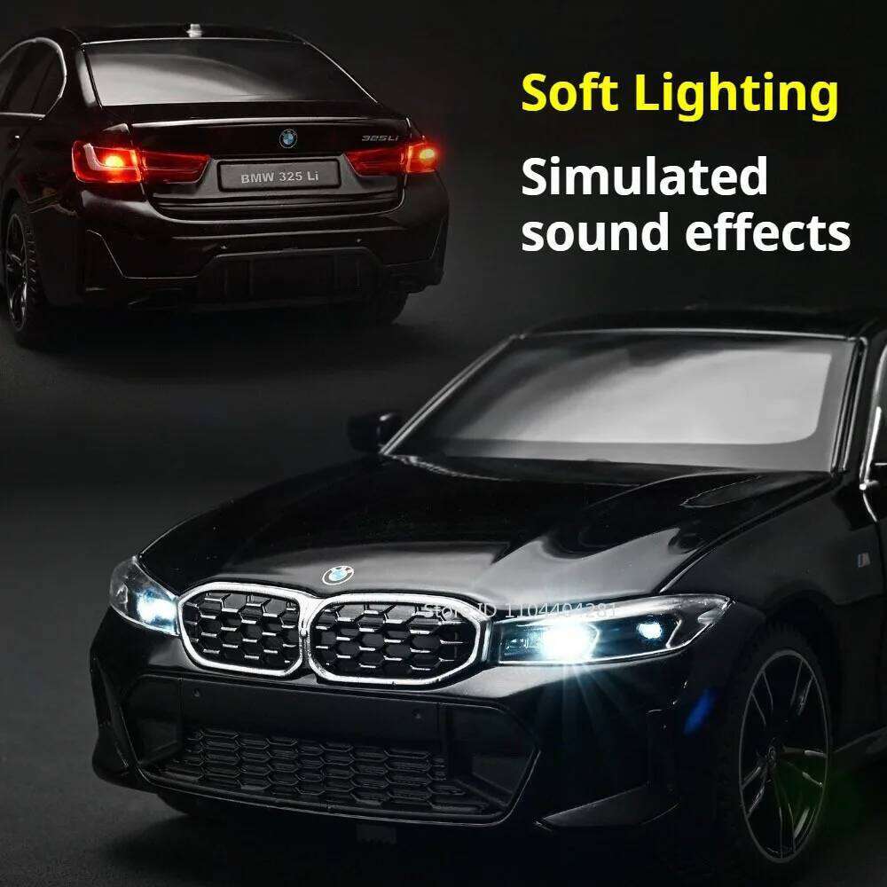 1:24 325Li 530Li Alloy Diecast Toy Car Model Four Wheel Suspension Sound Light Pull Back Miniature Vehice Decorative Collectible Z260306