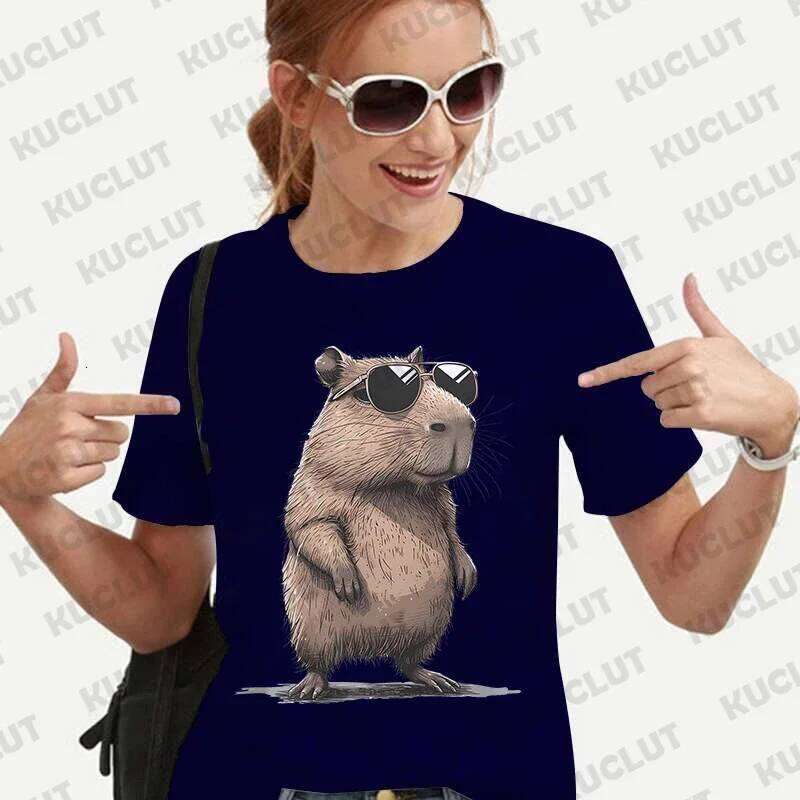 Capybara Graphic T-shirt Short Sleeve Tees Cute Summer Clothes Women Aesthetic Clothing Fashion Casual Basic Y2k Tops XJ260306 XJ260306