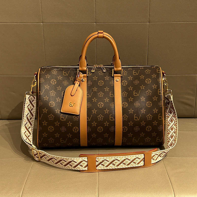 New Vintage Print Boston Bag Designer Large Capacity Business Travel Bag Oversized Carry-On Travel Tote