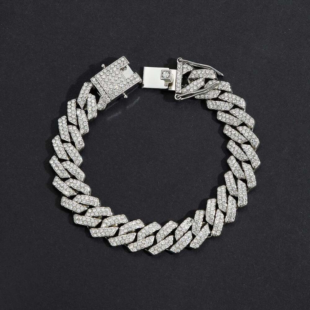 European and American Alloy Heavy Industry Full Diamond Cuban Chain High Quality 14mm Diamond-Encrusted Men's Hip-Hop Thick Necklace