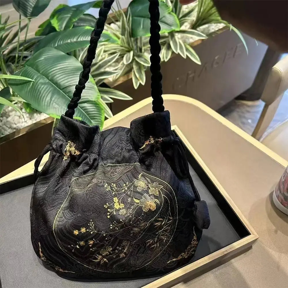 Silk Material Retro Handbags Embroidery n Storage Function Bags Drawstring Clre Purse 260307