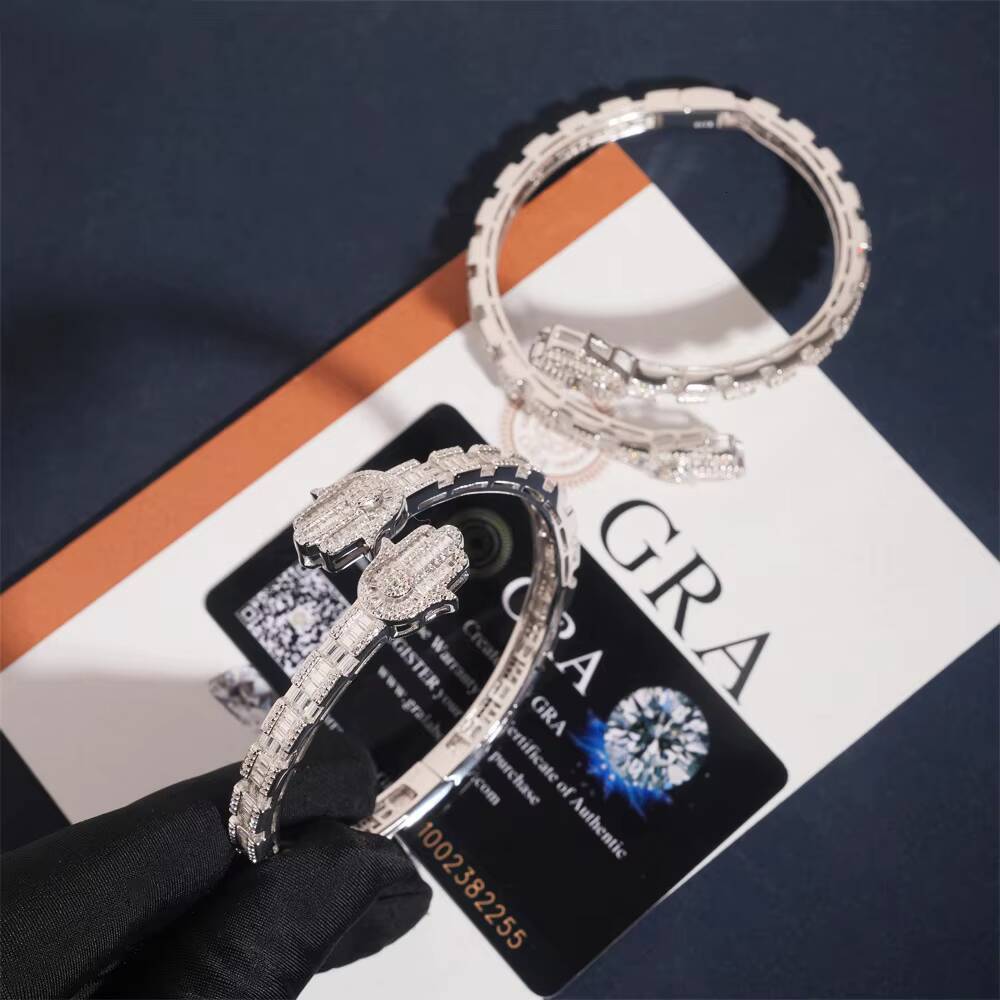 Wholesale New Design Hamsa Hand Moissanite Bangle 925 Sterling Silver Iced Out Hip Hop Bracelet Jewelry Novelty Gifts