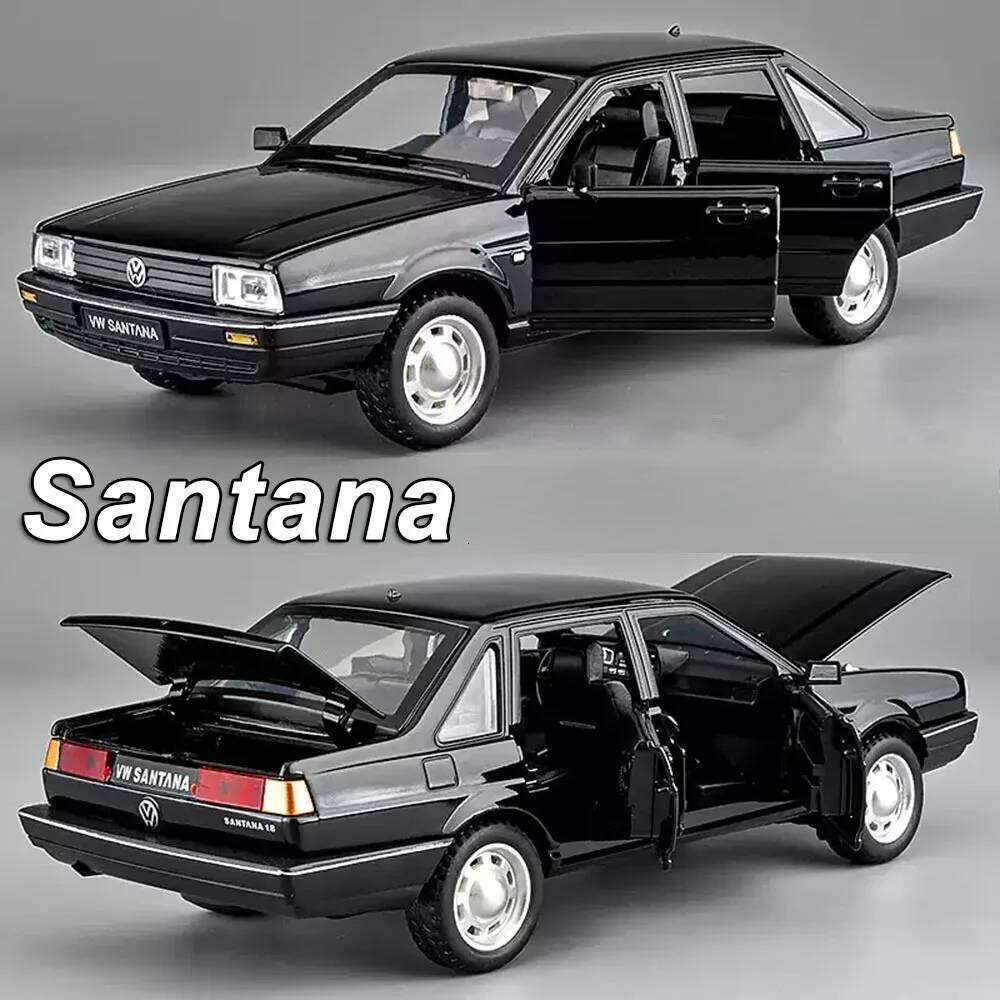 1:24 Santana Diecast Toys Models Alloy Police Cars 6 Doors Opened Sound Light Pull Back Vehices Collectibles Kids Festival Gifts Z260307