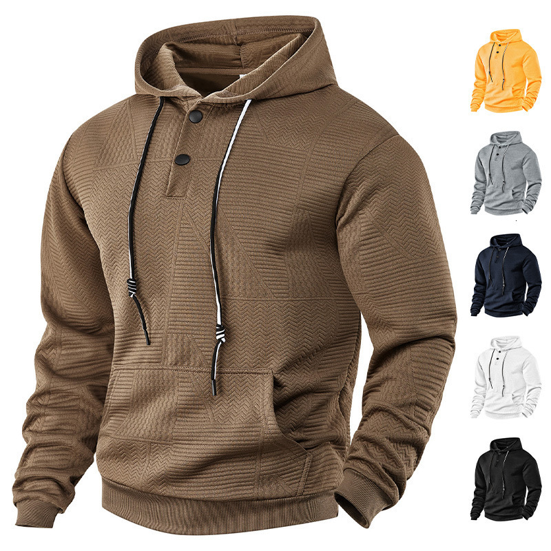 26 Spring and Autumn New Pullover Solid Color Casual Sports Loose Trendy Long Sleeve Hooded Sweatshirt for Men251213