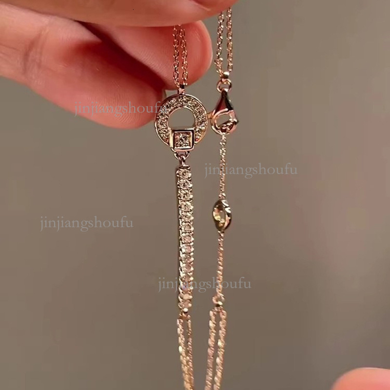 2026 Designer Sparkling Zircon Splicing Bracelet Luxury Fashion Brand Women's Jewelry S925 Pure Silver One Line Diamond Double Layer Ring Buckle 