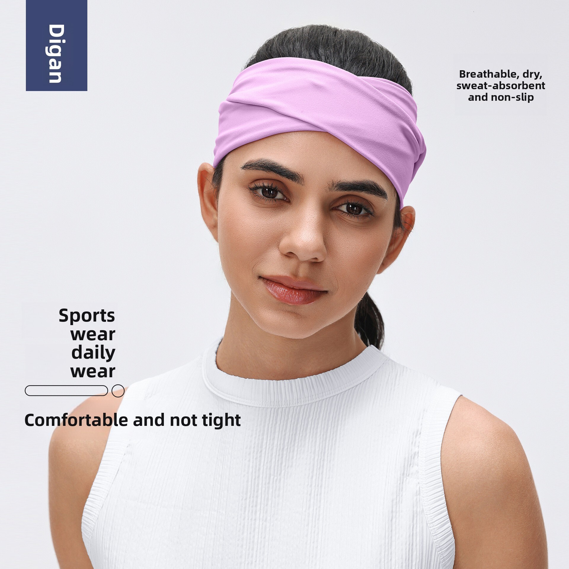 Running Fitness Sweat-Absorbing Yoga Sports High Elastic Hair Tie Headband for Women D26077