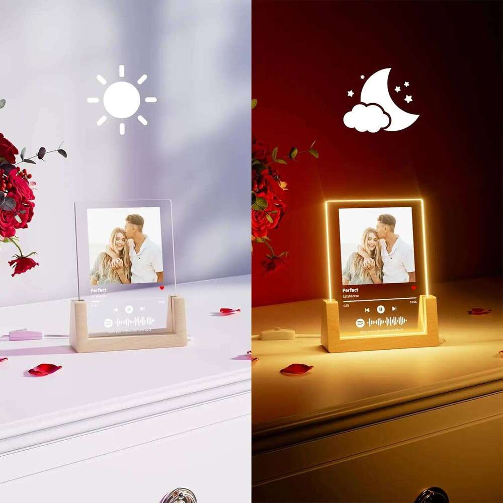 Customized Spotify Music Plaque For Anniversary Valentine Day Personalized Acrylic Photo Frame Lamp Copule Romantic Gifts H260306
